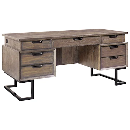 Contemporary Desk with Outlets and Locking Drawers